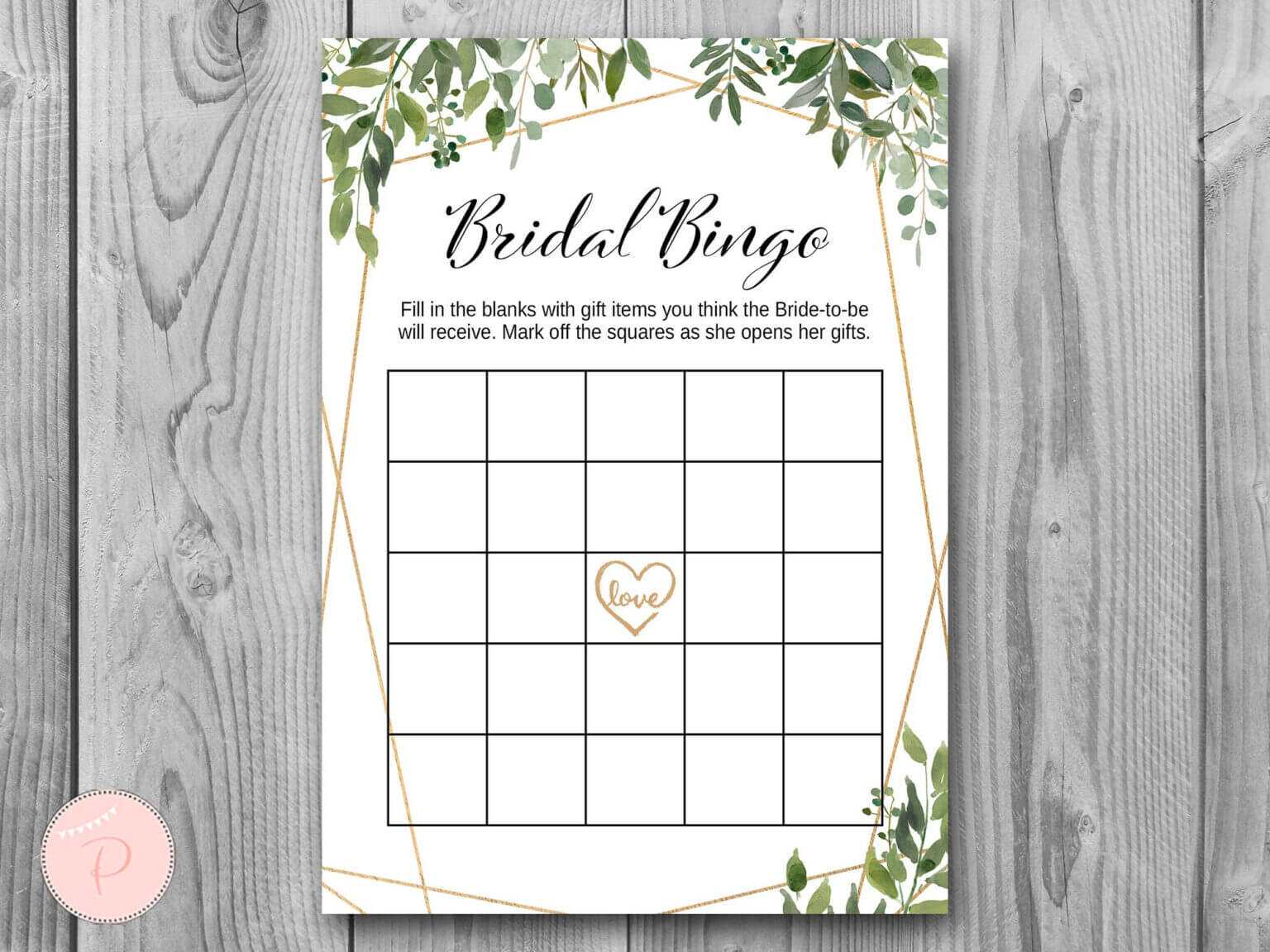 Blank Bridal Shower Bingo Template