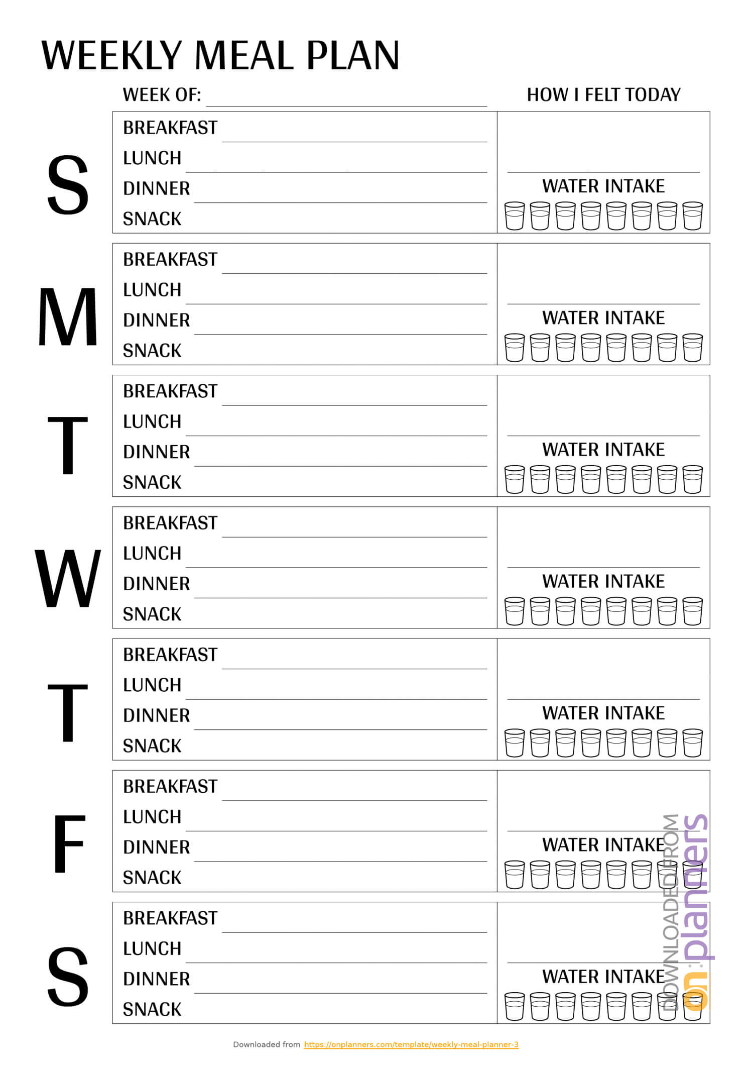 printable weekly meal planner template pdf