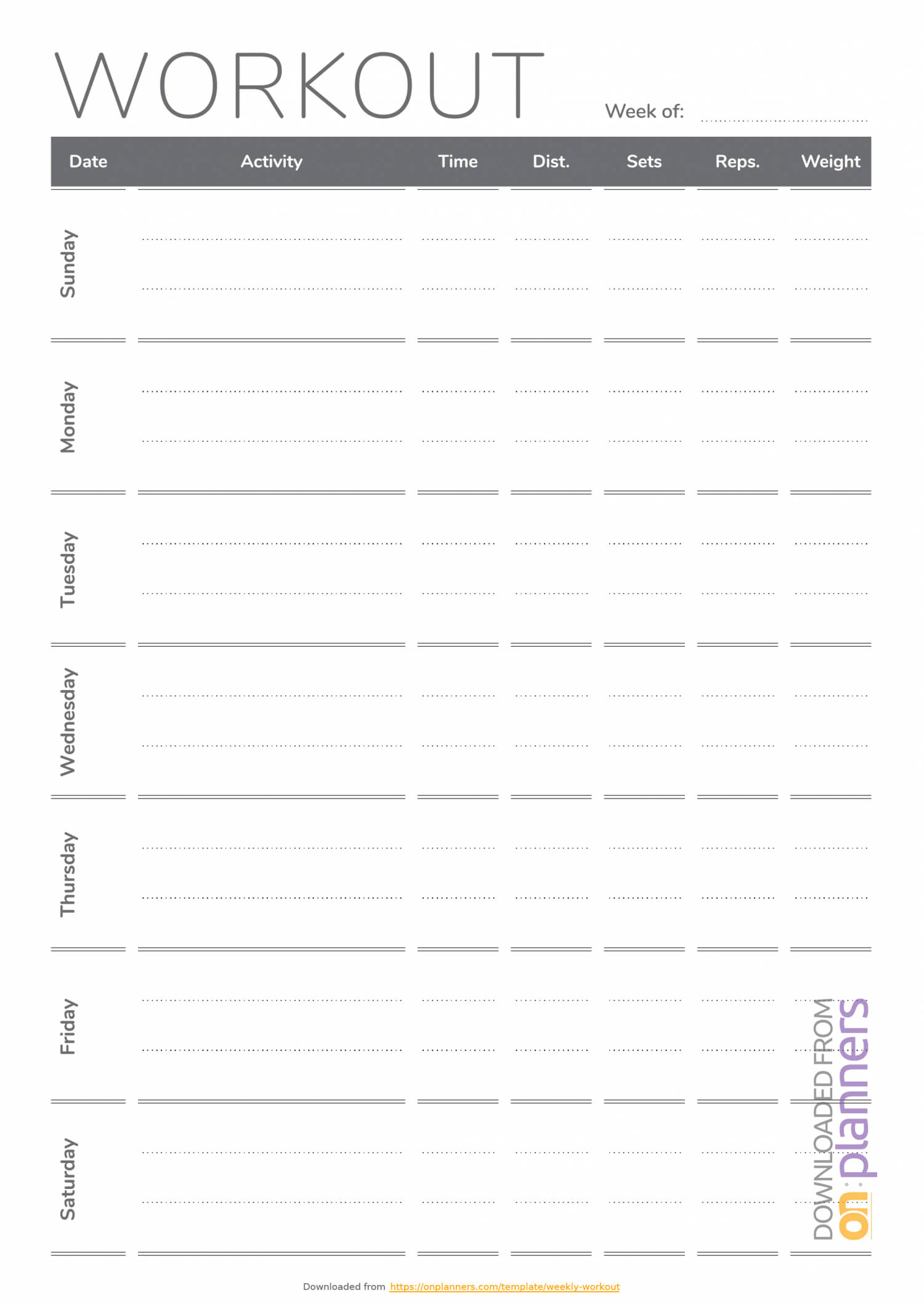 Download Printable Weekly Workout Template Pdf Inside Blank Workout Schedule Template