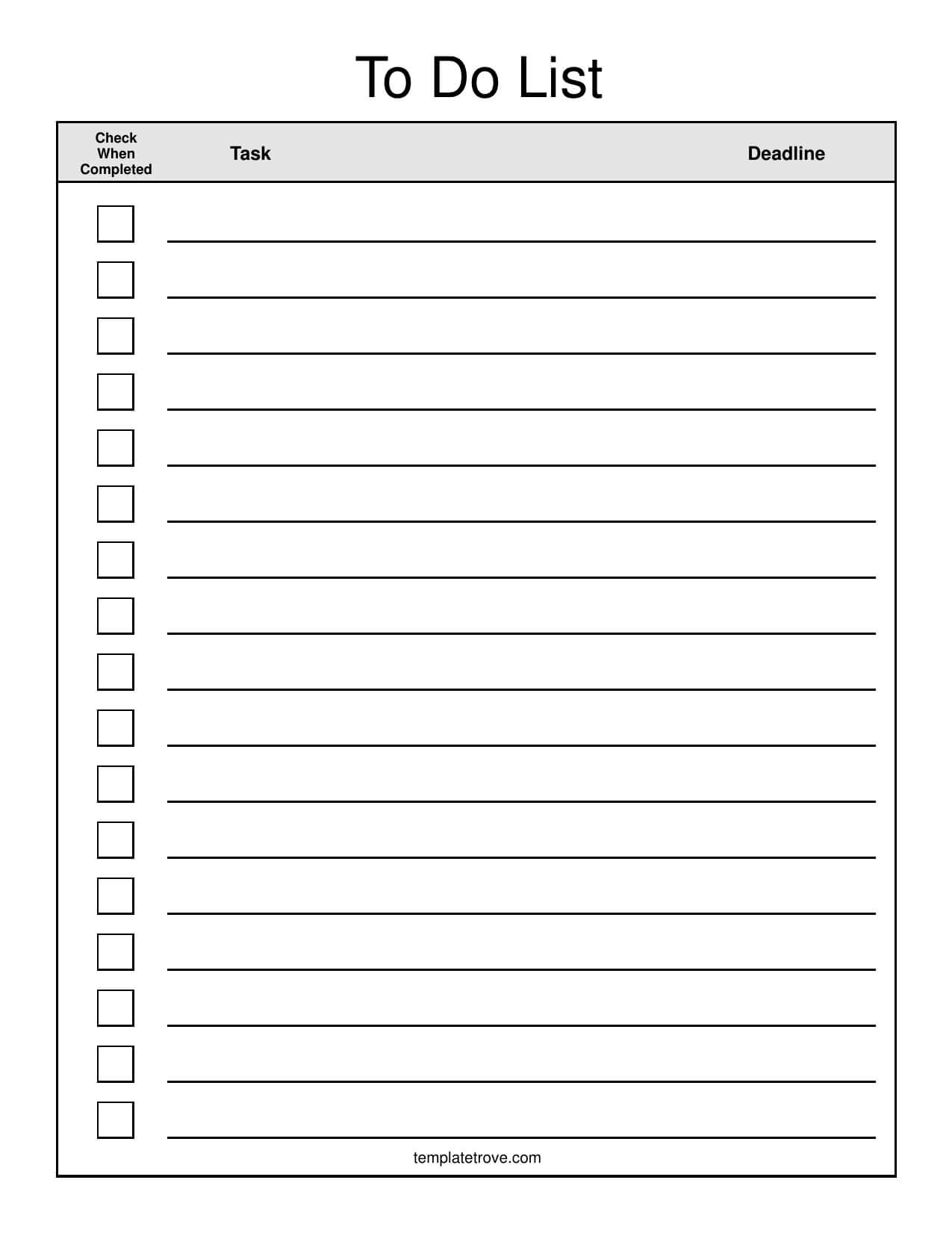 Download To Do Checklist Template | Excel | Pdf | Rtf | Word For Blank Checklist Template Pdf