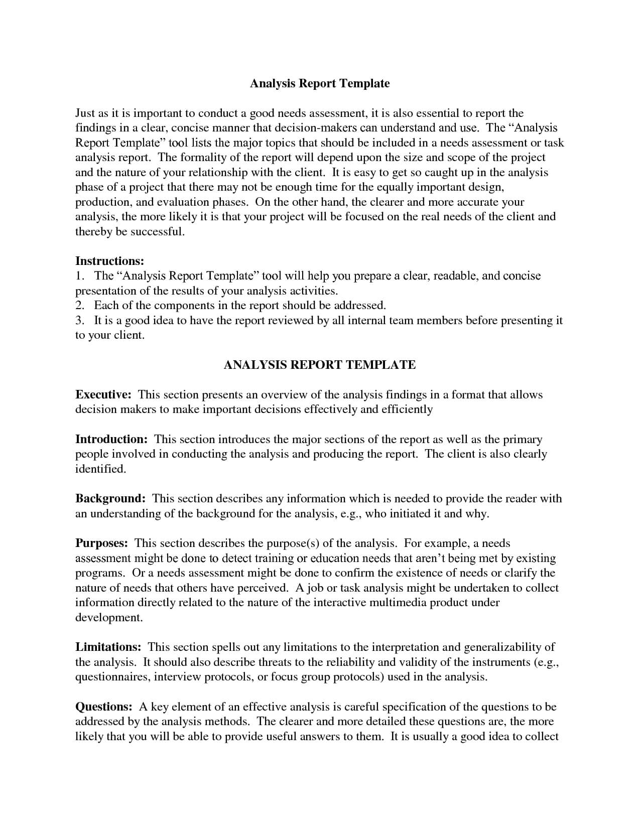 Downloadable Analysis Report Template Sample : V M D Intended For Business Analyst Report Template