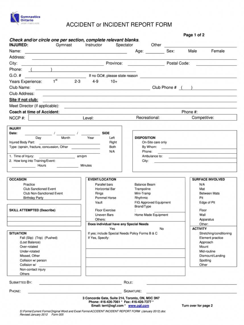 Dreaded Hospital Incident Report Form Template Word Ideas Intended For First Aid Incident Report Form Template