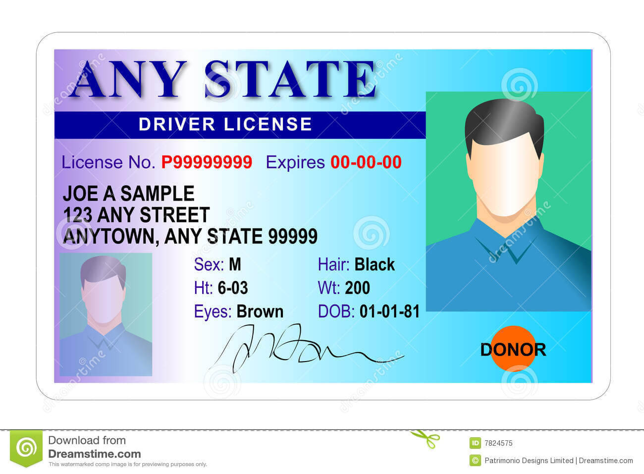 Driver License Identity Card Stock Illustration Regarding Blank Drivers License Template