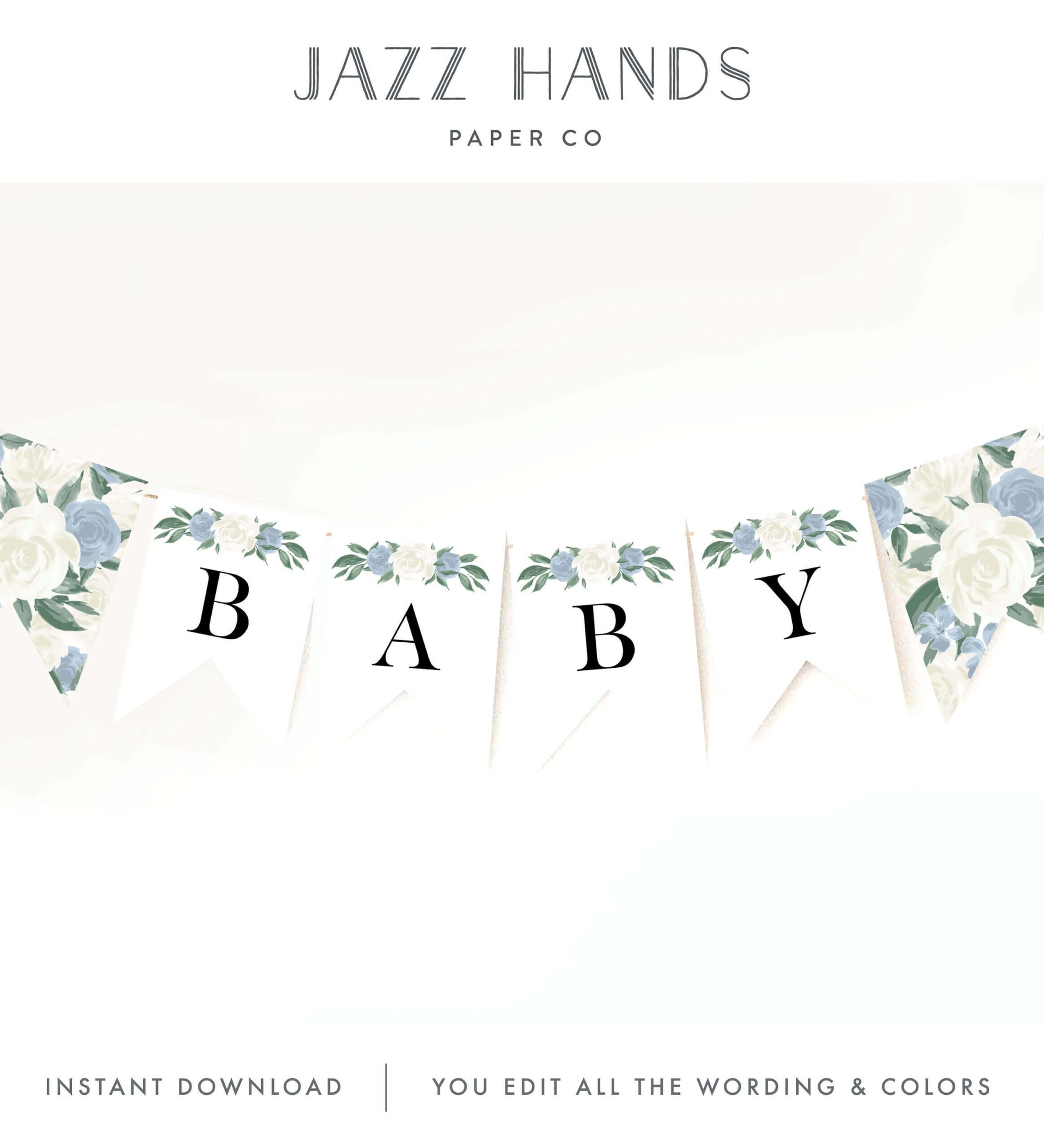 Dusty Blue Baby Shower Banner Template With Regard To Baby Shower Banner Template
