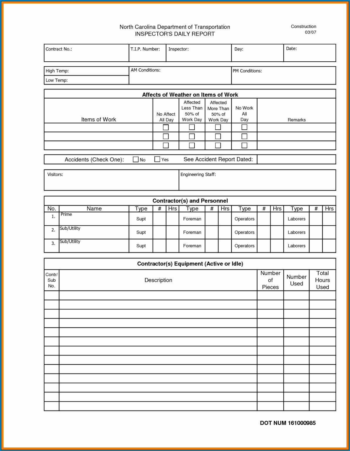  Free Editable Construction Daily Report Template In Daily Reports 