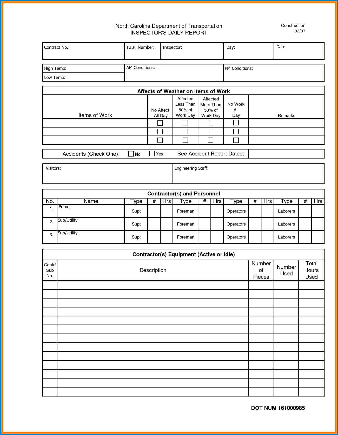 √ Free Editable Construction Daily Report Template With Regard To Construction Daily Report Template Free