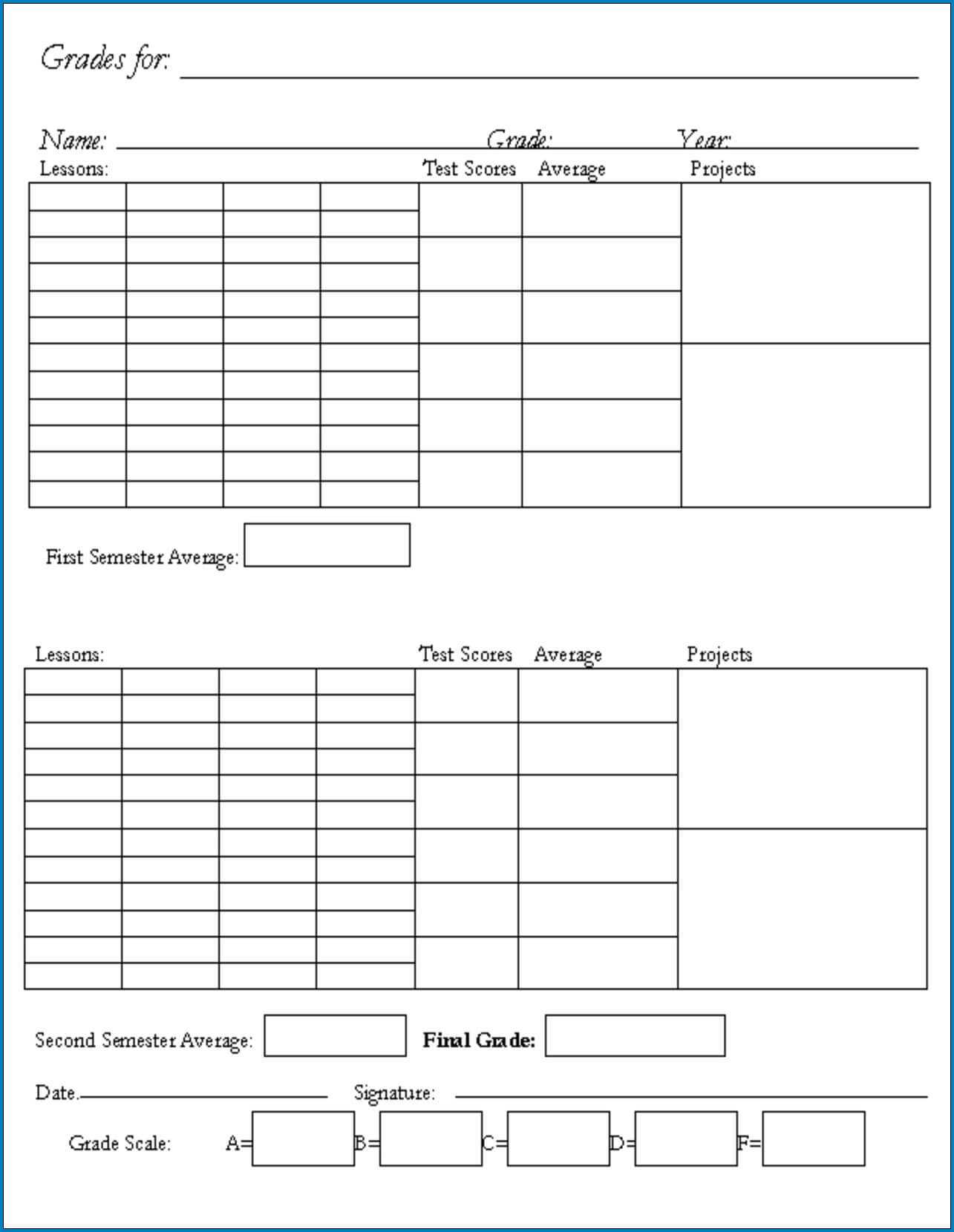 √ Free Printable Homeschool Report Card Template | Templateral Regarding Homeschool Middle School Report Card Template