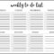 √ Free Printable Weekly To Do List Template | Templateral Intended For Blank To Do List Template
