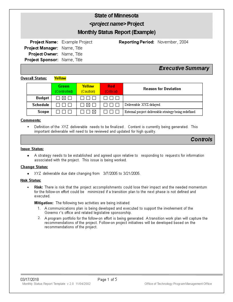 免费Monthly Status Report | 样本文件在Allbusinesstemplates Intended For Monthly Status Report Template Project Management