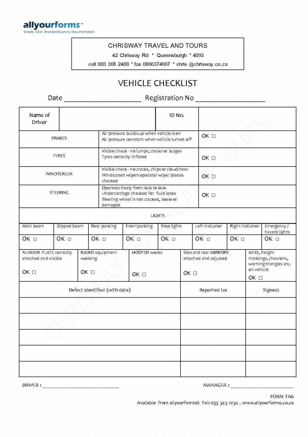 Editable Daily Vehicle Inspection Report Template Inside Vehicle Inspection Report Template
