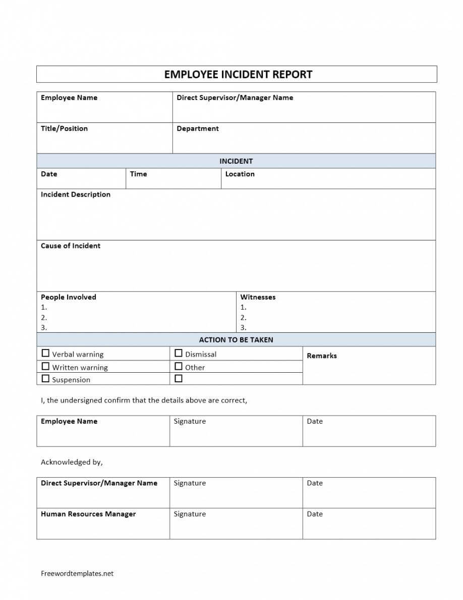 Editable Employee Incident Report Customer Incident Report Pertaining To Customer Incident Report Form Template