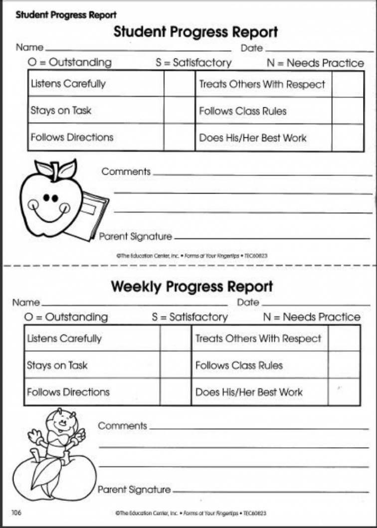 Editable Pinolivia Rhea On T E A C H I N G Progress Intended For Student Progress Report Template
