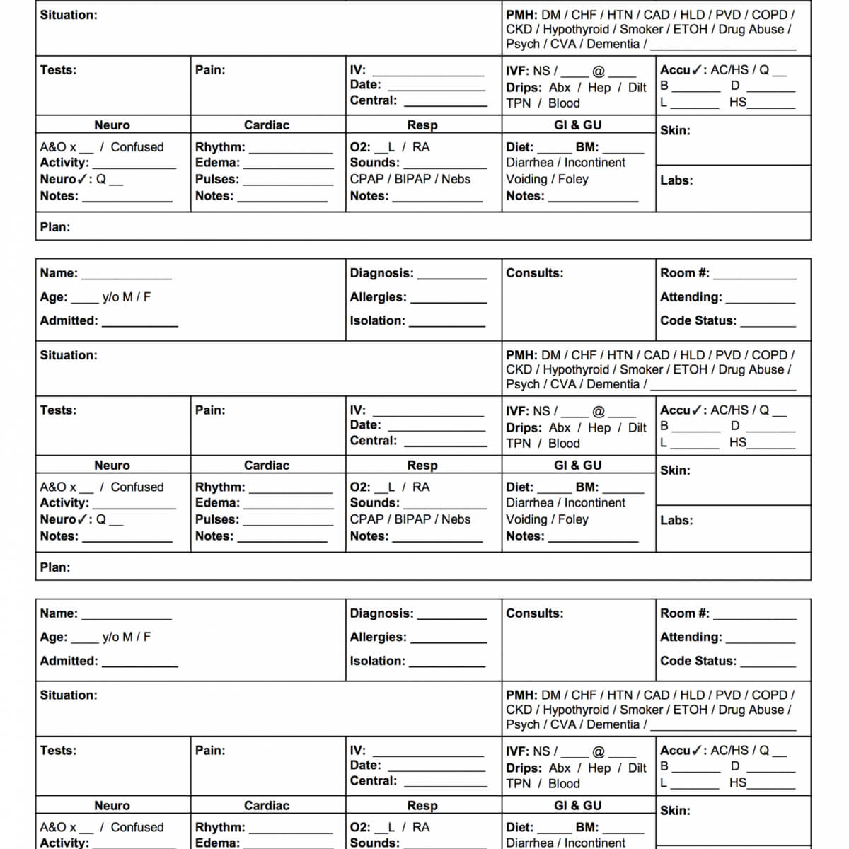 Editable This Free Mini Sbar Nursing Report Sheet Is A Inside Med Surg Report Sheet Templates