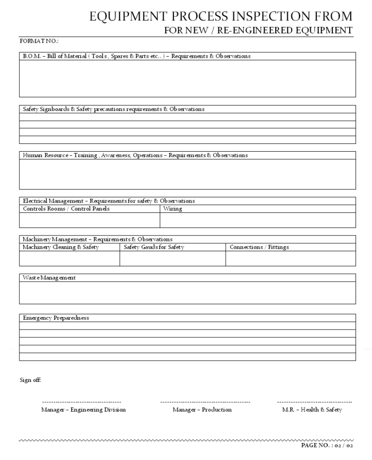 Engineering Inspection Report Template