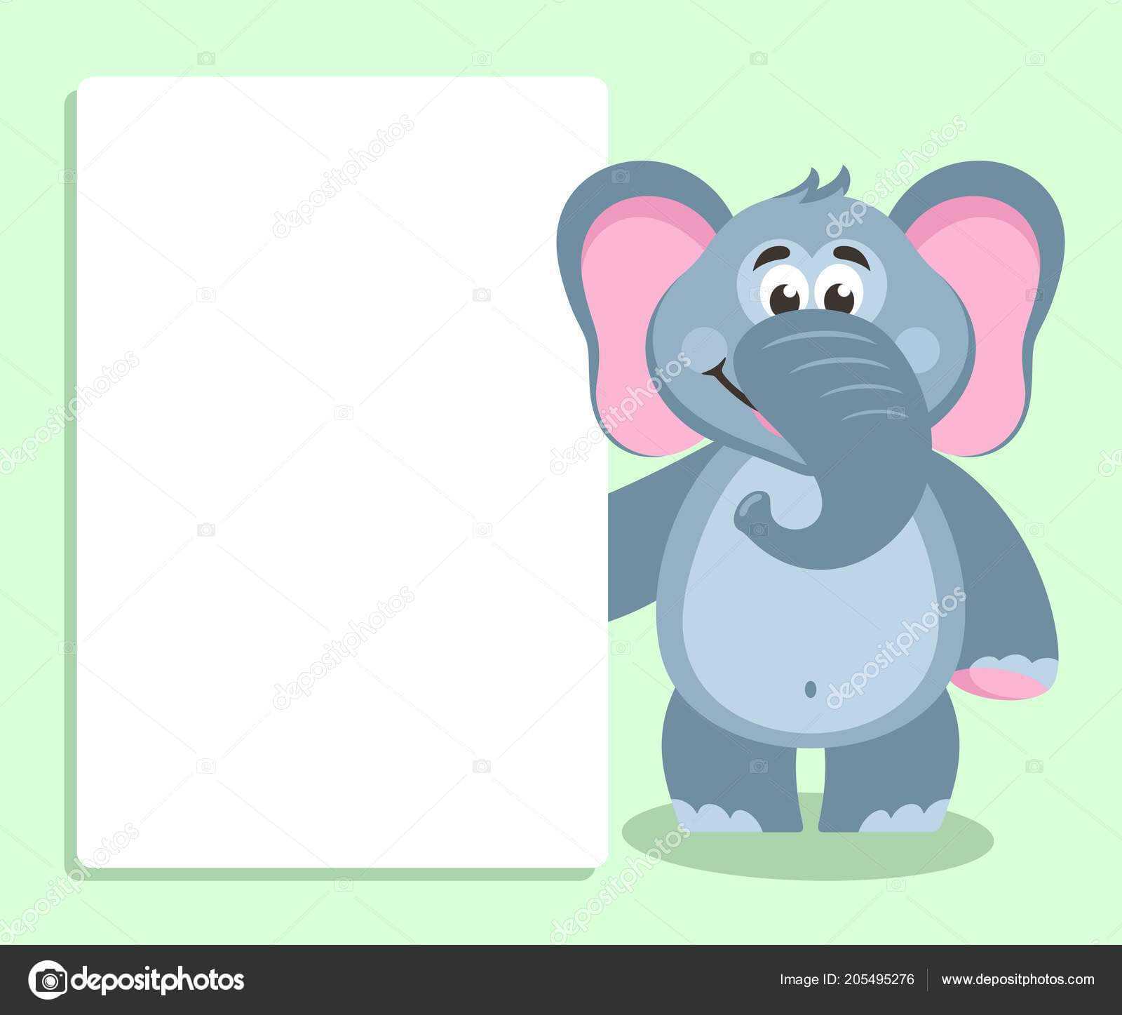 Elephant White Board Template Your Text Cartoon Character Inside Blank Elephant Template