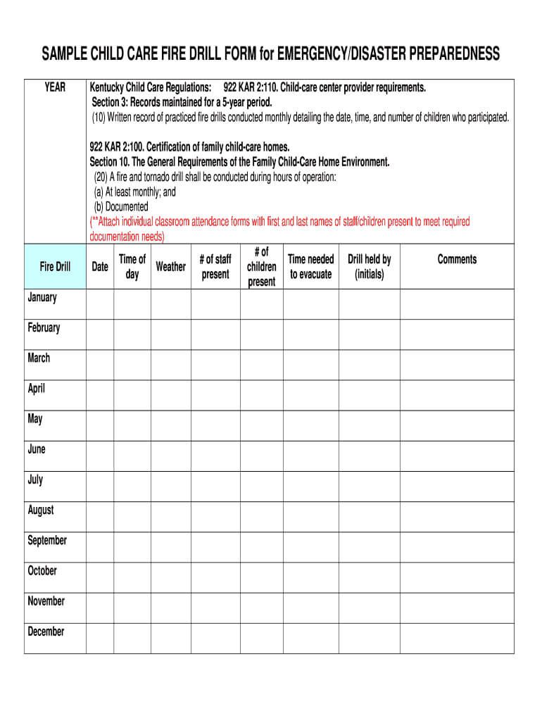 Emergency Drill Log Report Fill Online, Printable Regarding Fire