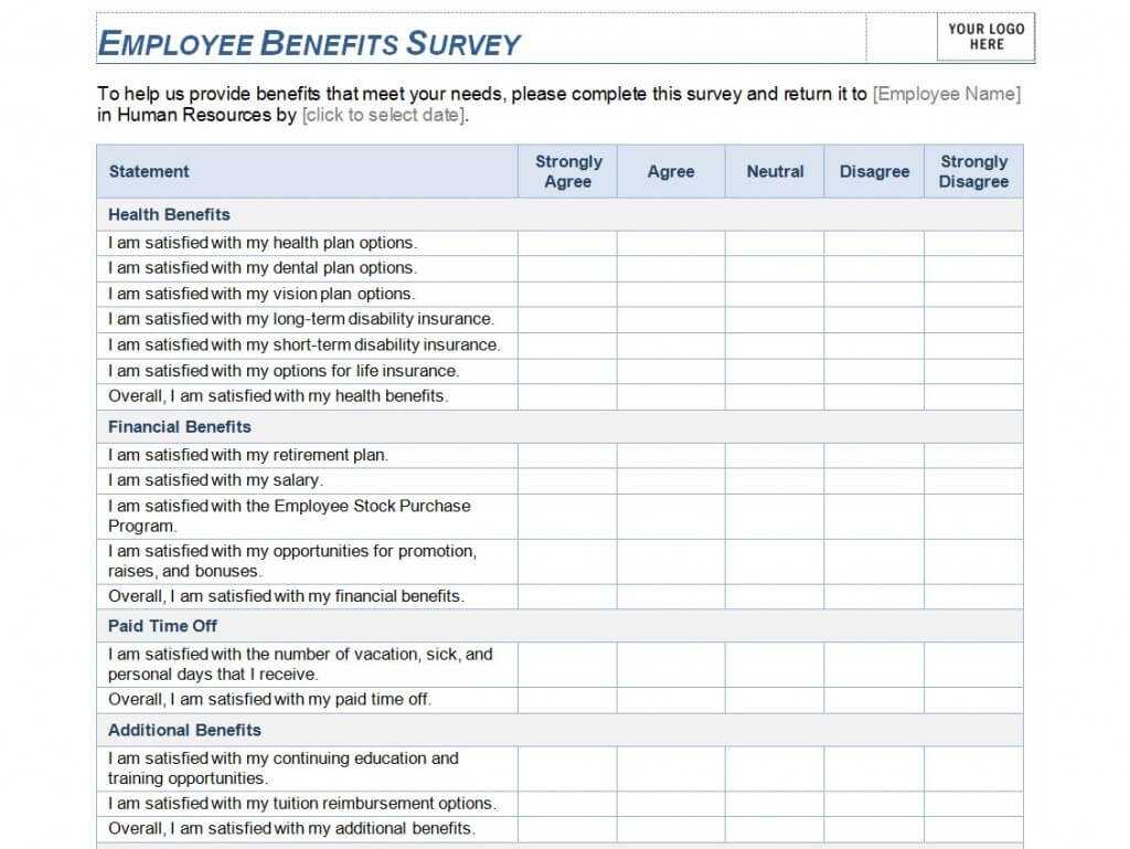 Employee Benefits Survey Template Employee Benefits Survey pertaining