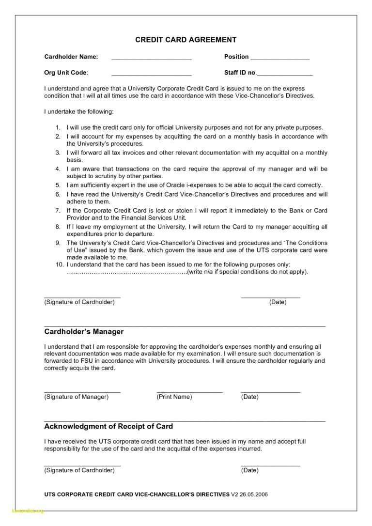 Employee Credit Card Agreement Business Template With Regard To Employee Credit Card Agreement Business Template With Regard To
