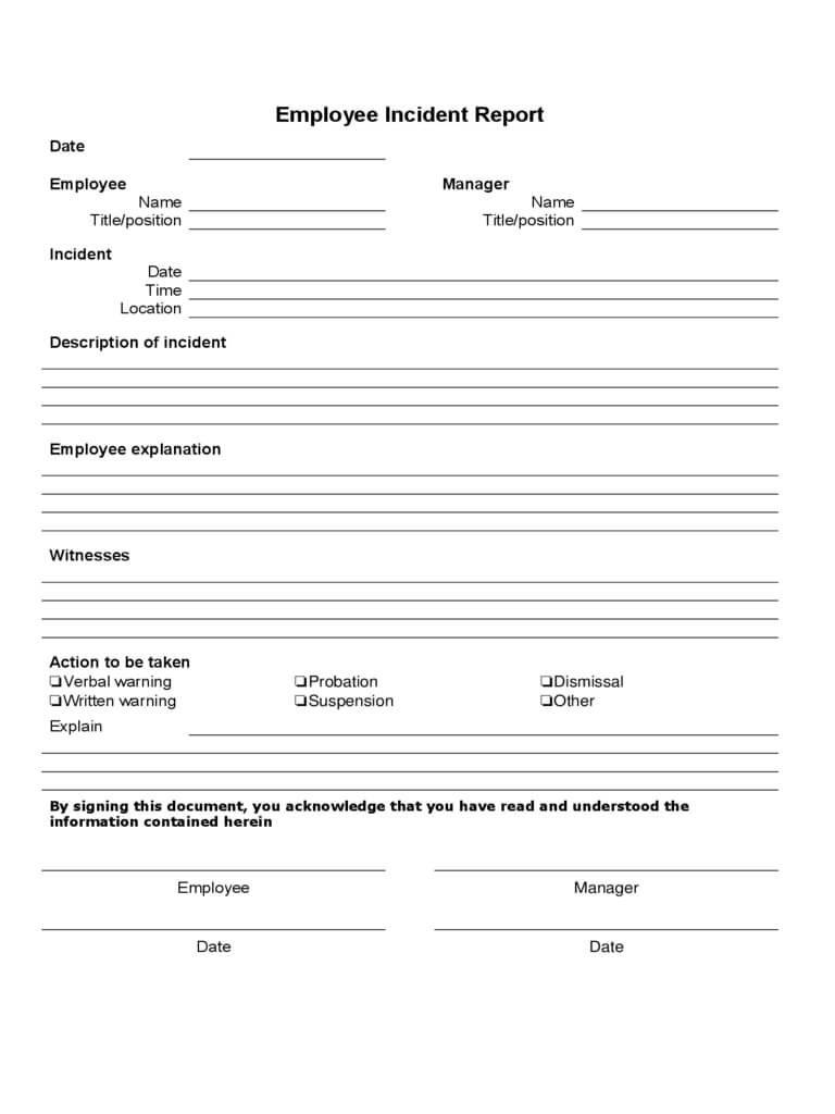 Employee Incident Report – 4 Free Templates In Pdf, Word Within Employee Incident Report Templates