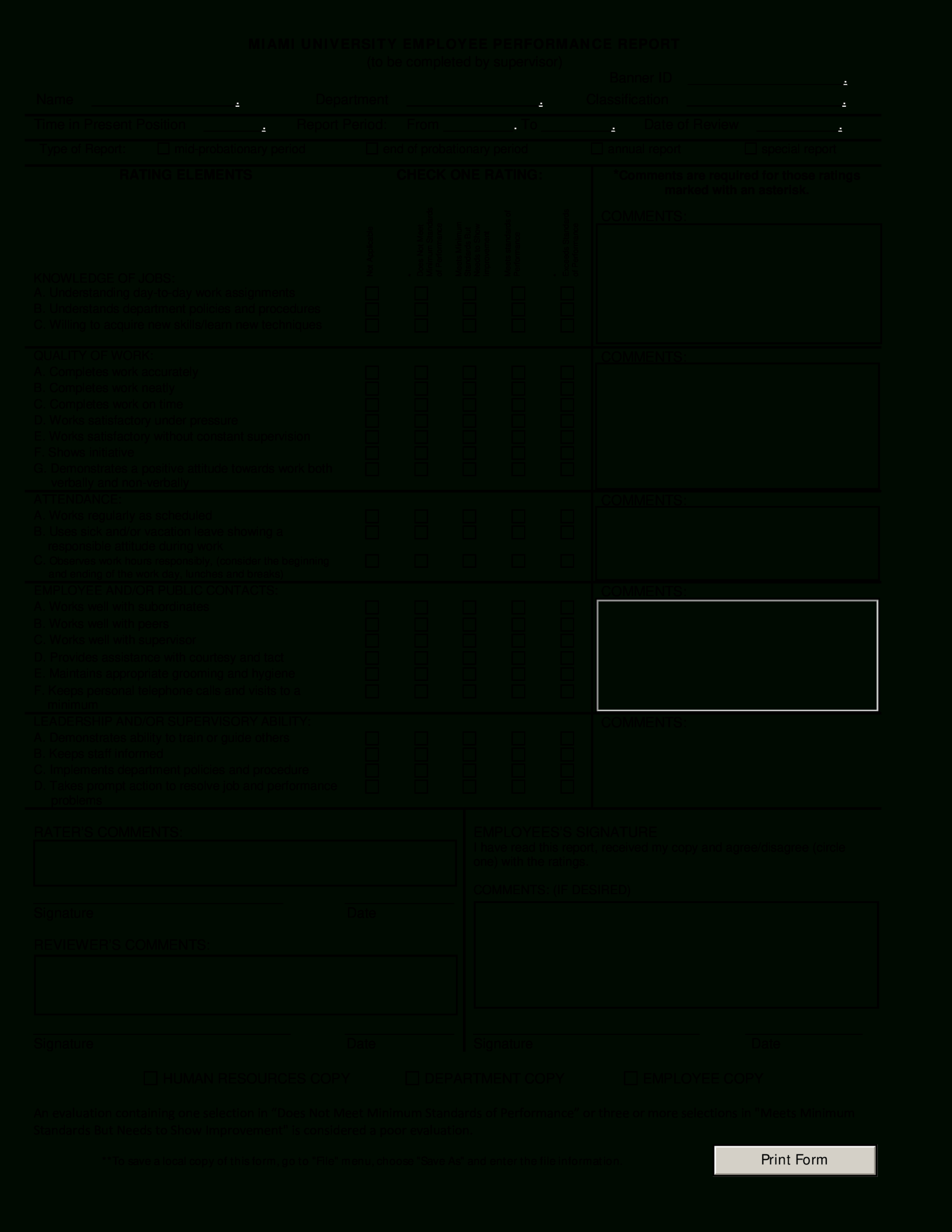 Employee Performance Report | Templates At With Staff Progress Report Template