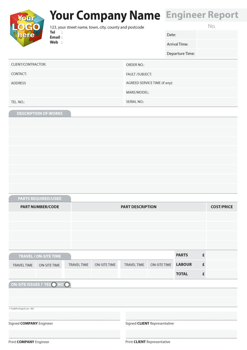 Engineer Report Template Artwork For Carbonless Ncr Regarding Ncr Report Template