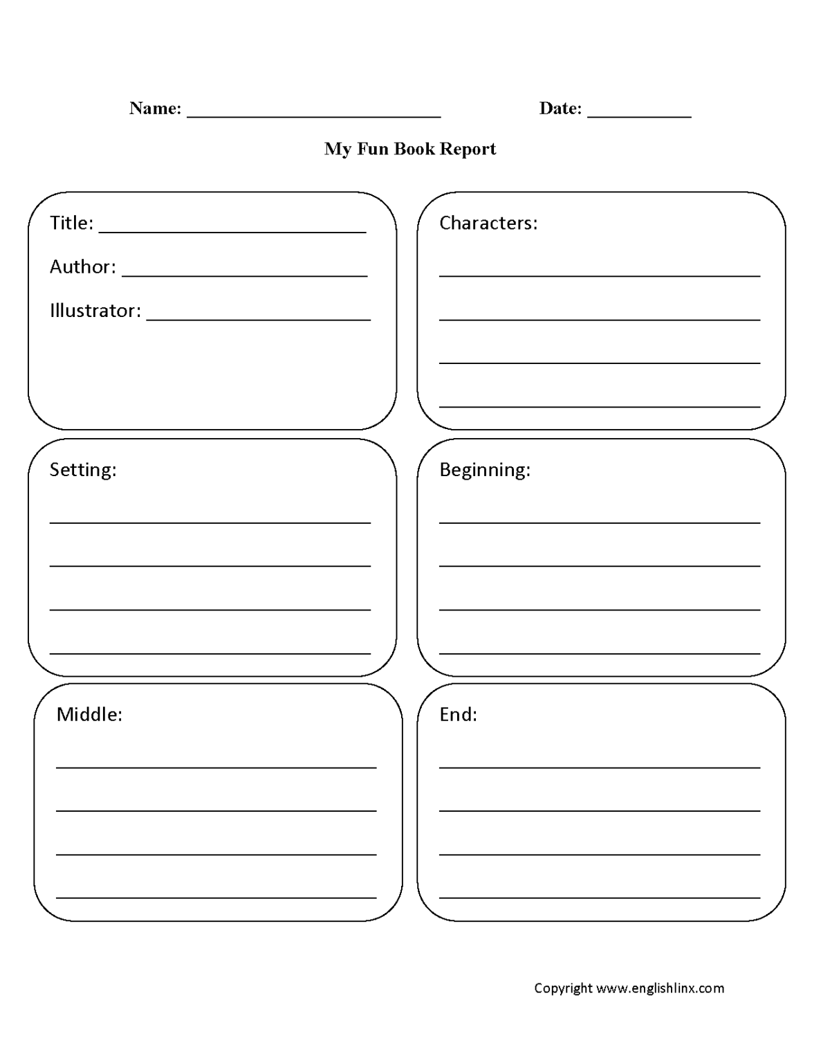 Book Report Template High School