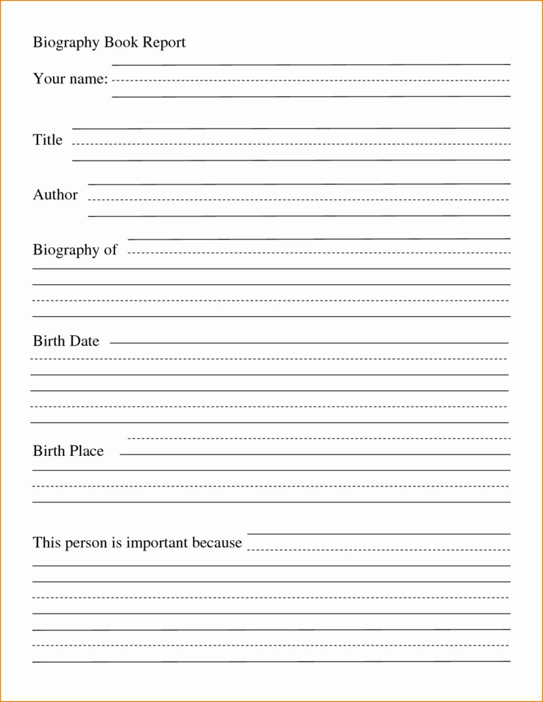 Book Report Template Middle School