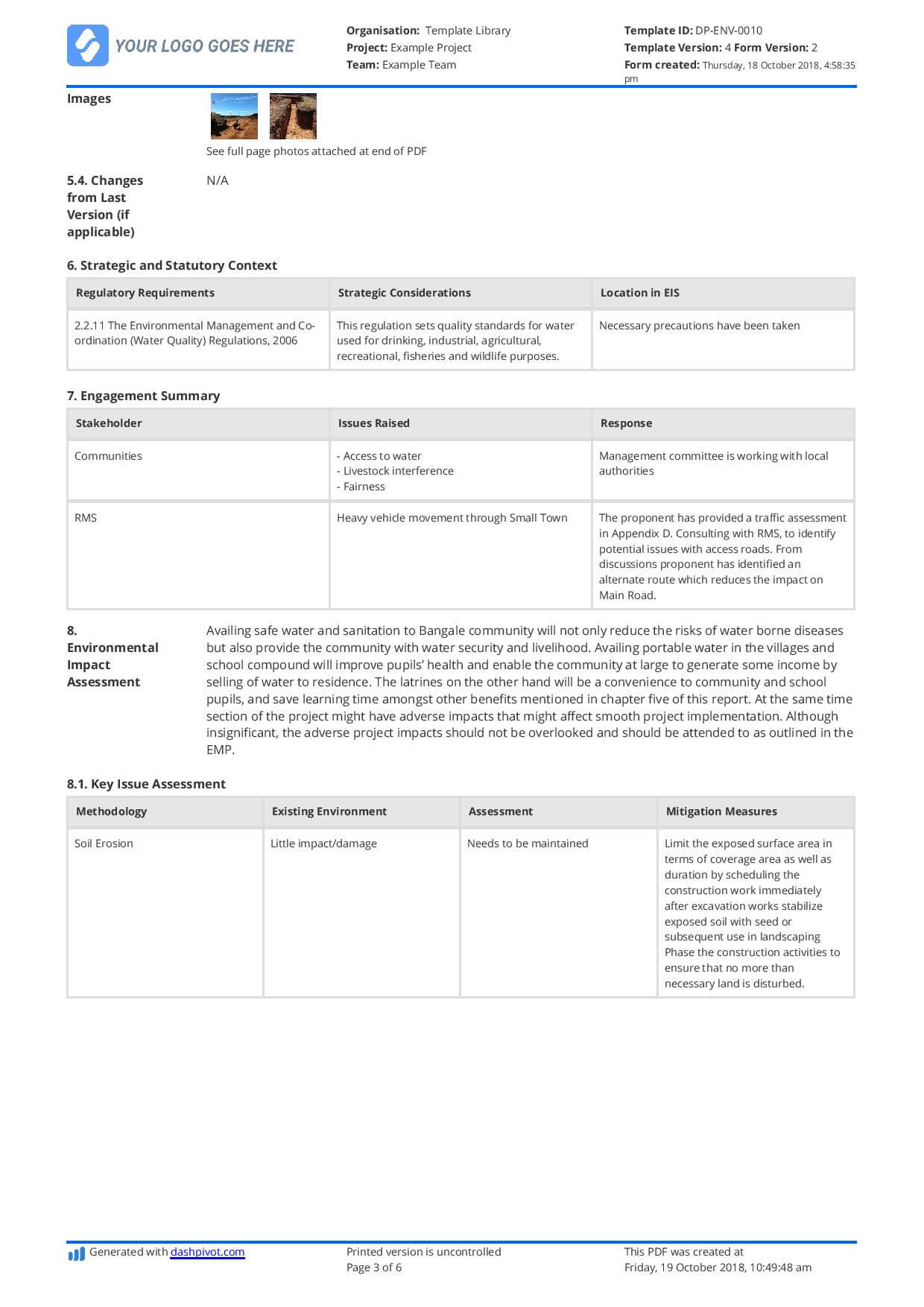 Environmental Impact Statement Example (Free And Customisable) Inside Environmental Impact Report Template