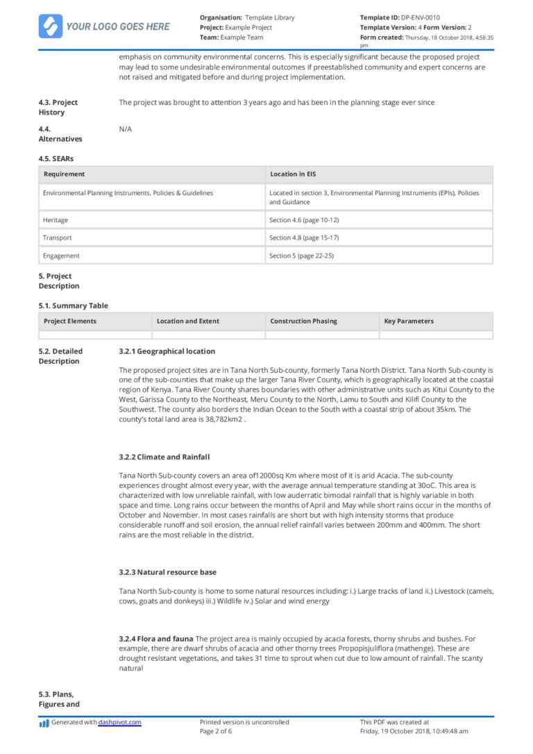 Environmental Impact Statement Example (Free And Customisable