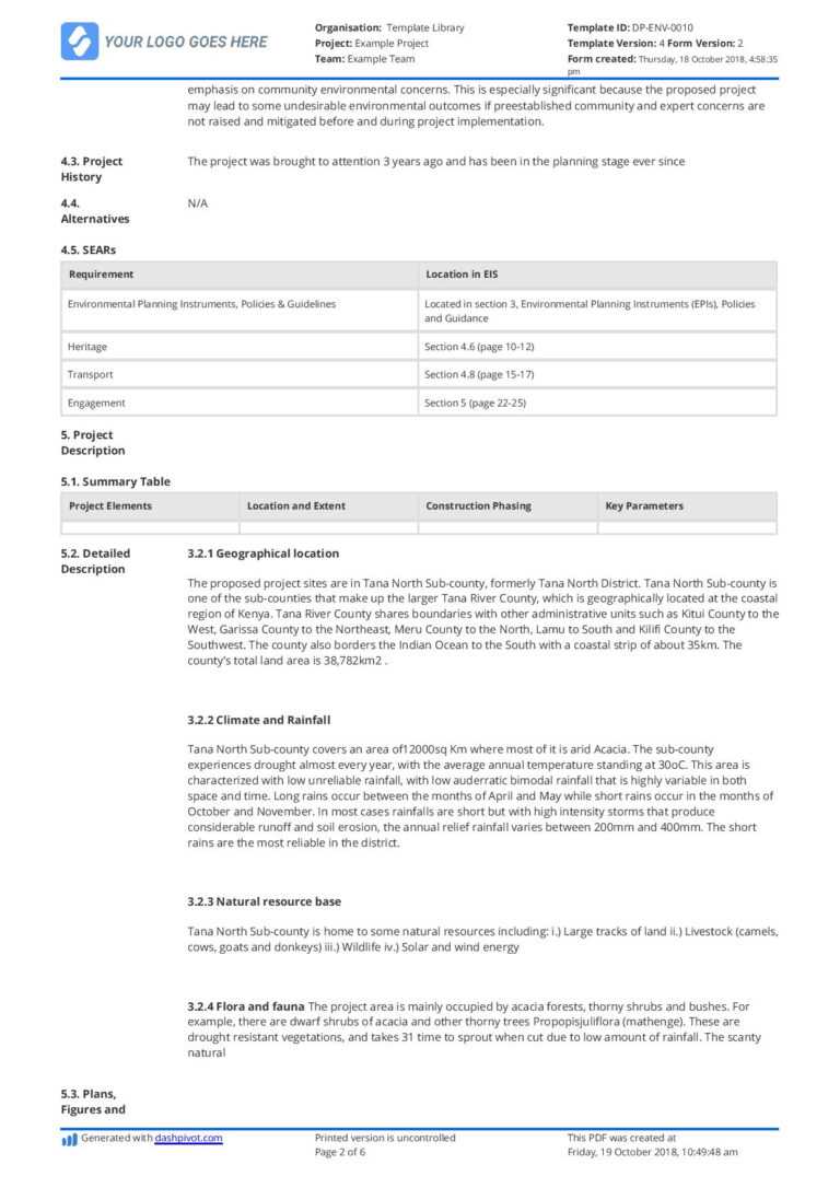 Environmental Impact Statement Example Free And Customisable 