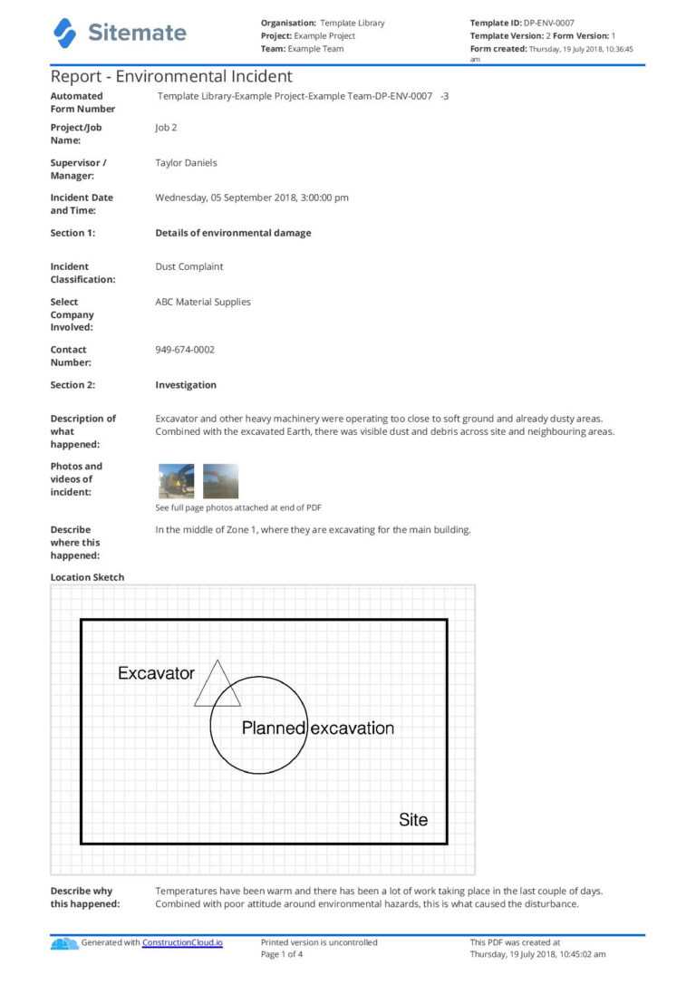 Environmental Incident Report Form With Incident Report Form Template Doc