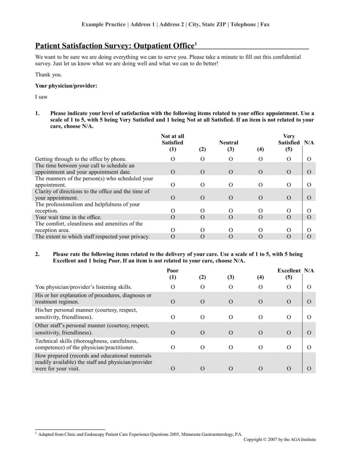Survey Questionnaire Examples