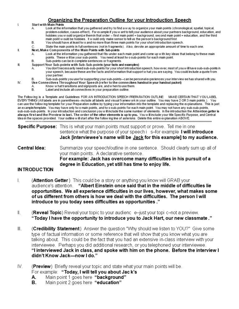 speech outline speech outline