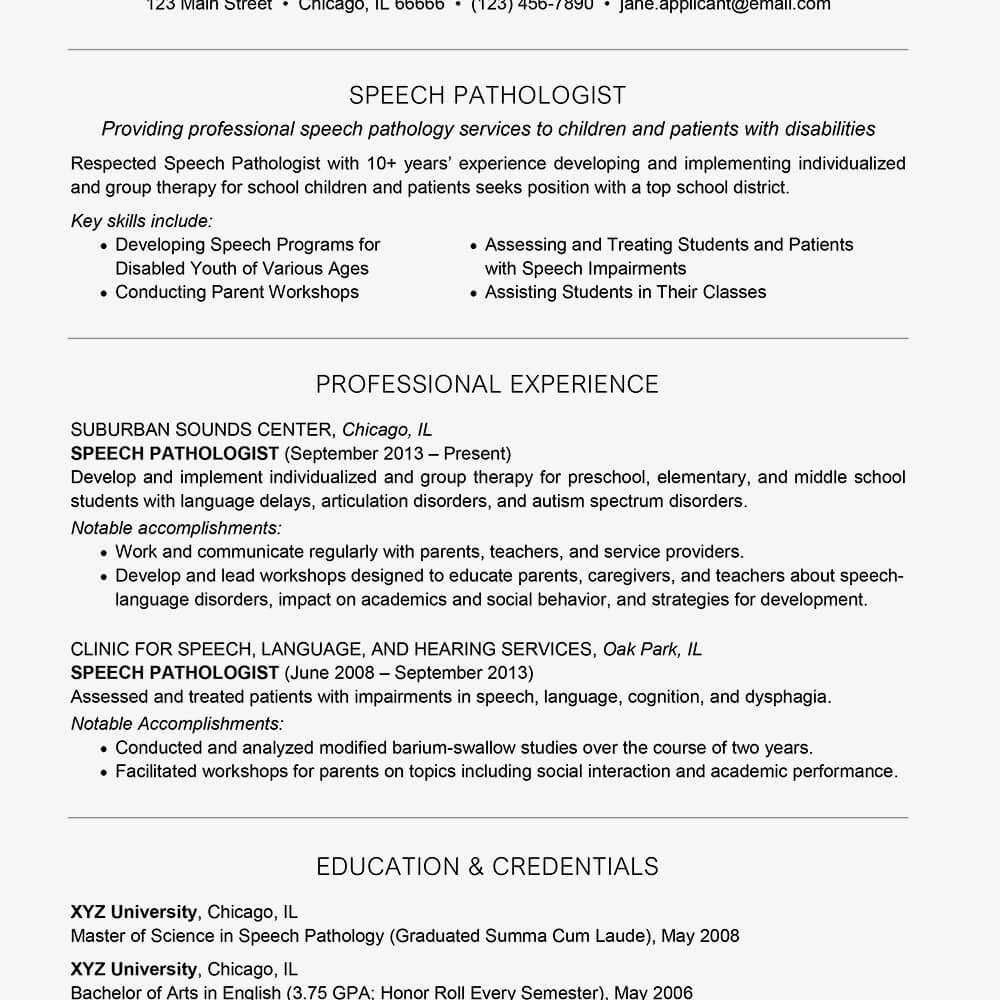 Examples Of A Speech Pathologist Resume And Cover Letter Pertaining To Speech And Language Report Template
