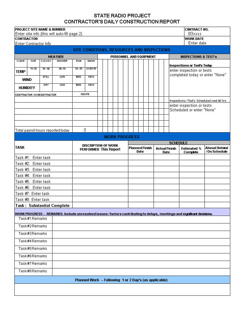 Excel Daily Report | Templates At Allbusinesstemplates In Daily Work Report Template