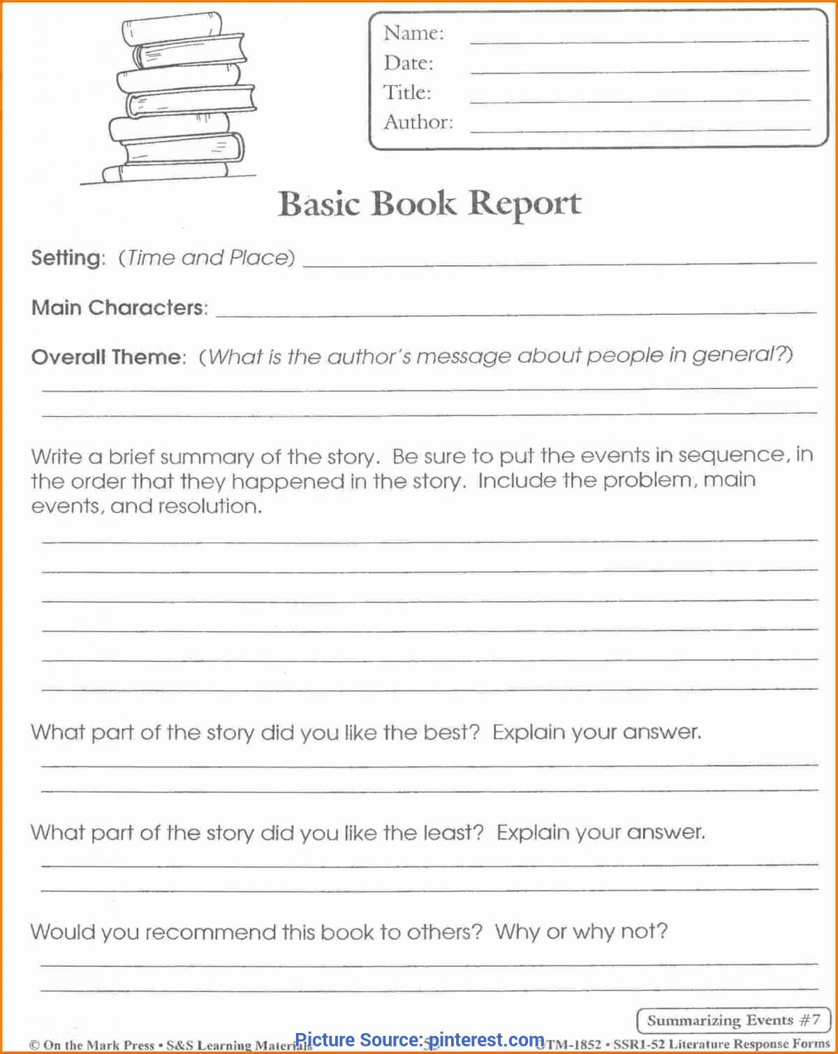 Excellent Book Review Lesson Plan 5Th Grade Related Post In Story Report Template