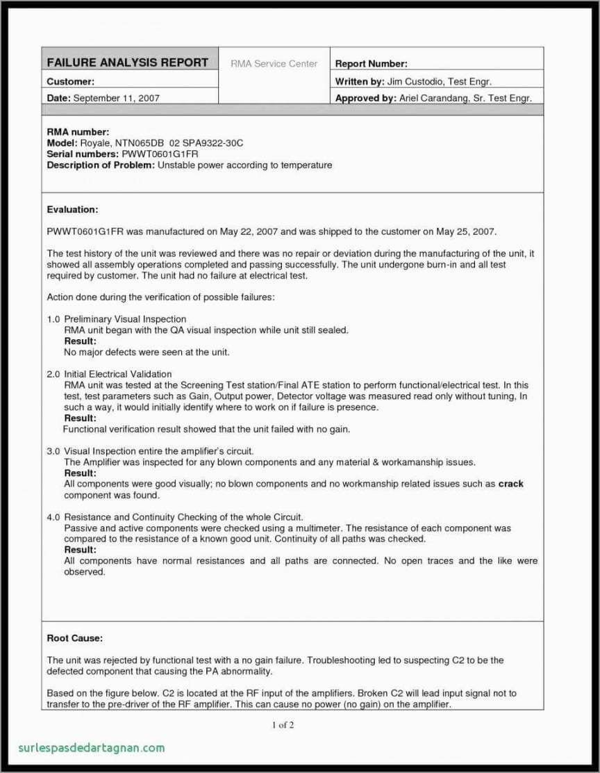 Failure Analysis Report Template With Failure Analysis Report Template