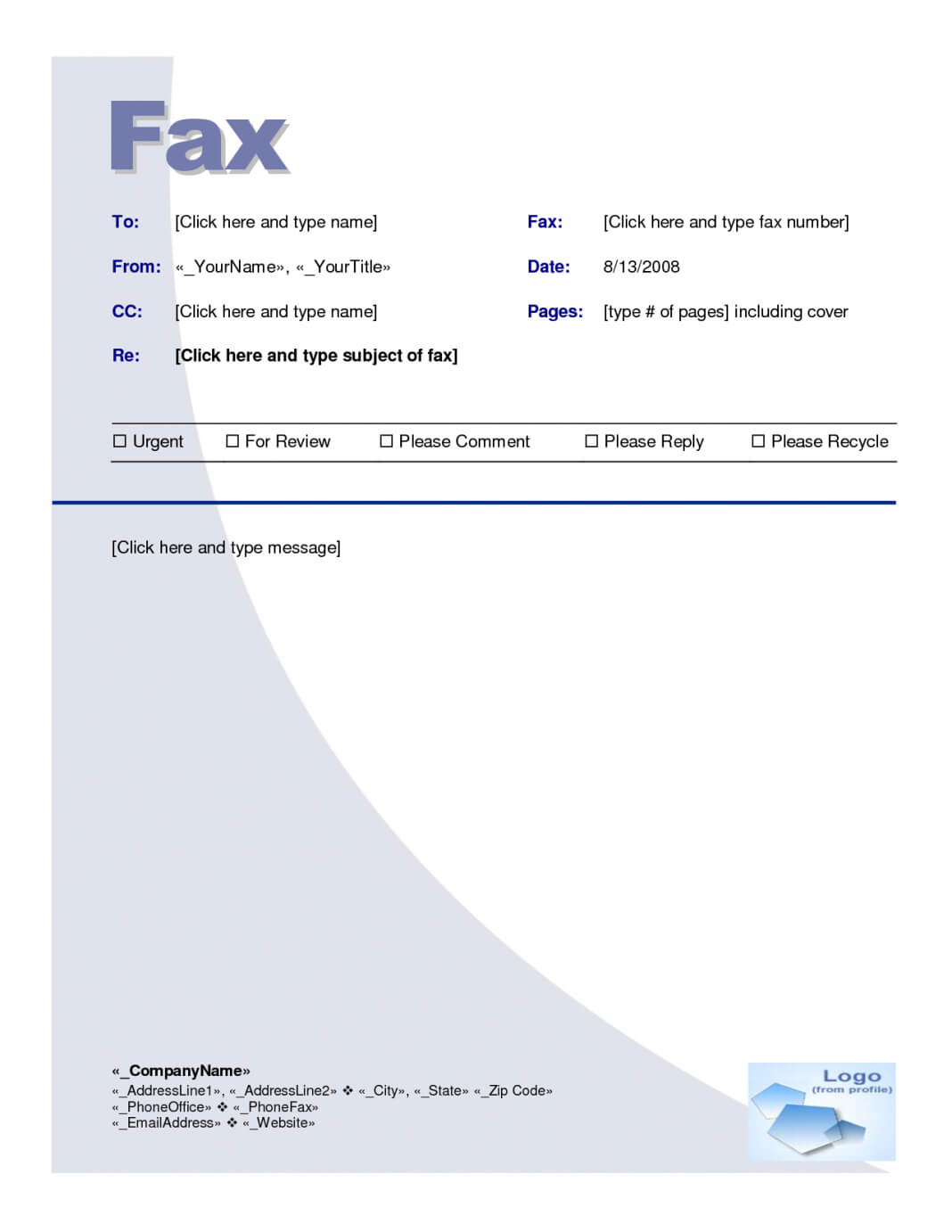 Fax Cover Sheet Template Word Spreadsheet Examples Osoft Pertaining To Fax Template Word 2010