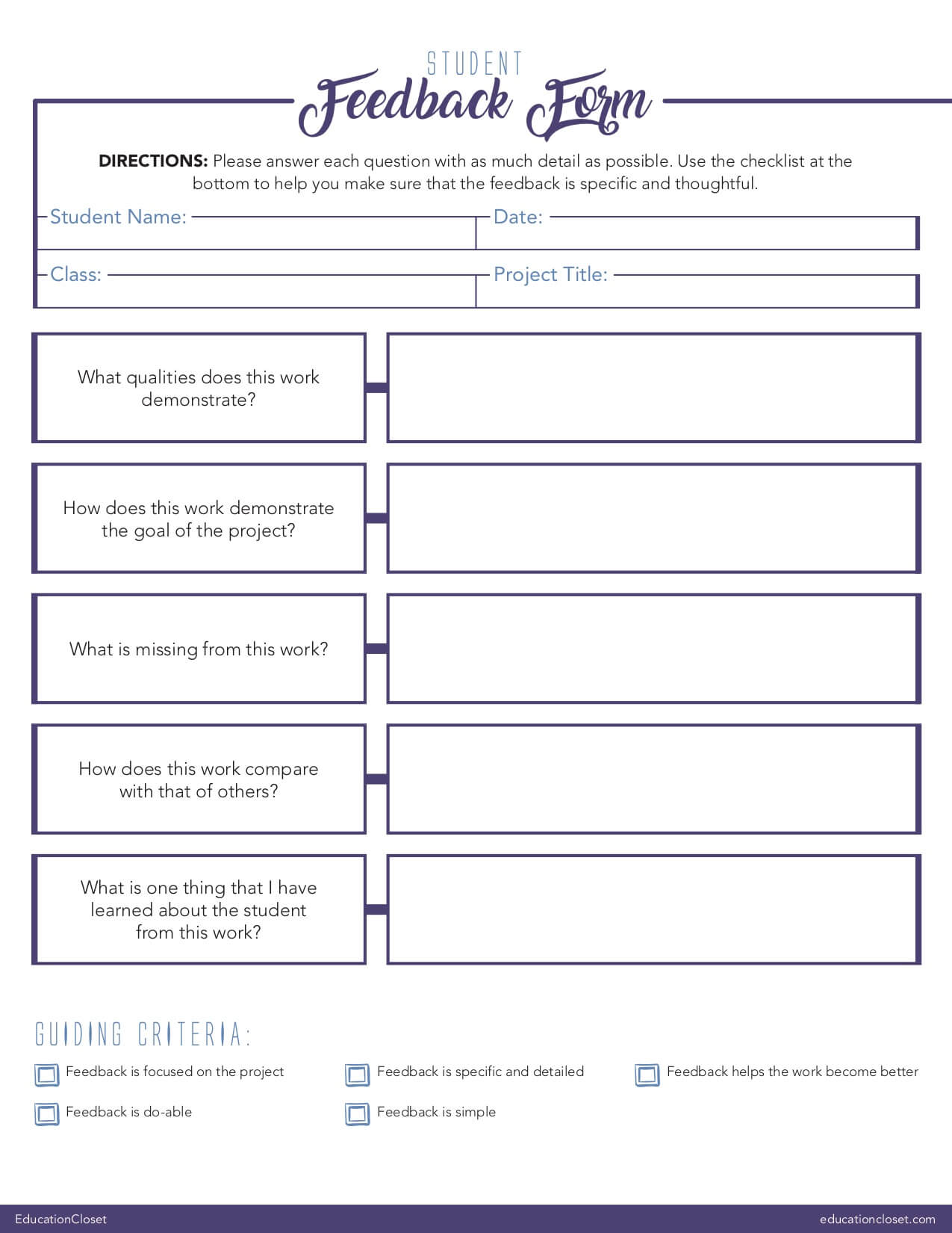 Feedback Forms - Colona.rsd7 For Student Feedback Form Template Word