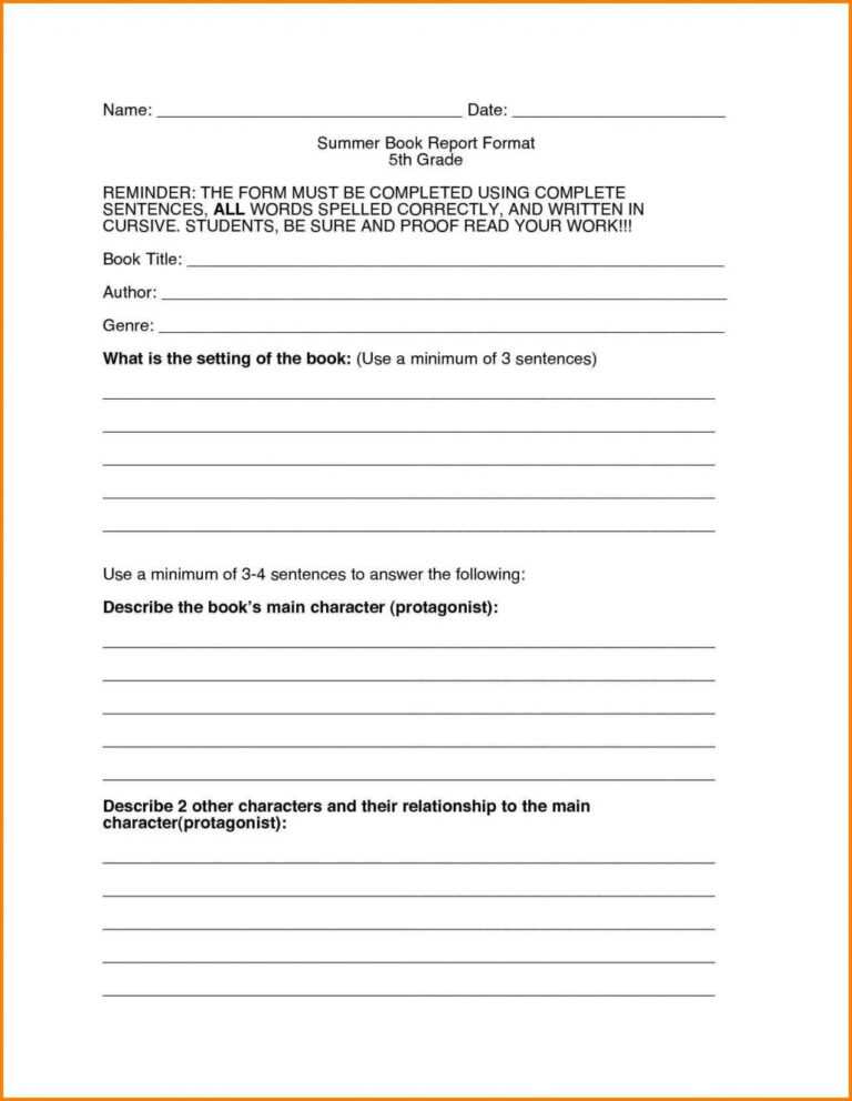 Fiction Book Report Template Free Download Form 3Rd Grade For Book