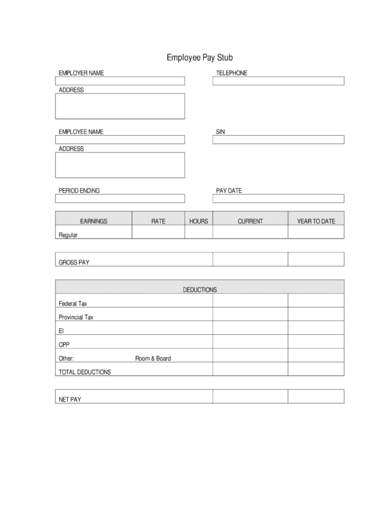 Fillable Pay Stub Pdf Fill Online Printable Fillable Within Blank