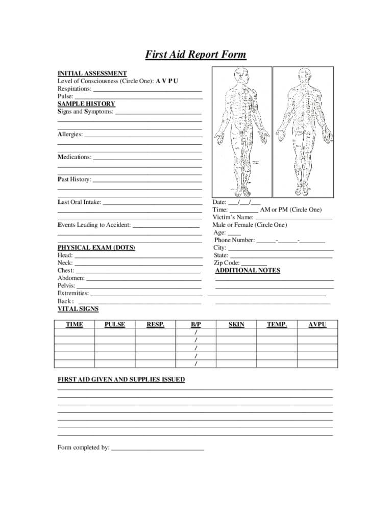 First Aid Report Form – 2 Free Templates In Pdf, Word, Excel With Regard To Medical Report Template Free Downloads