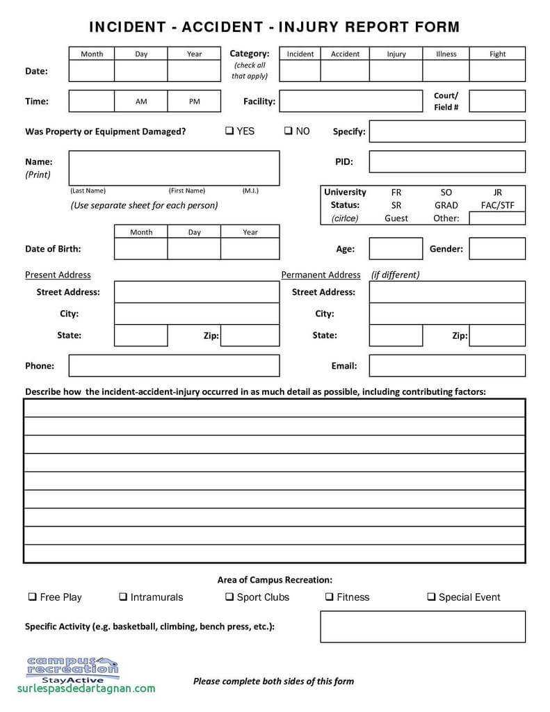 First Aid Incident Report Form Template