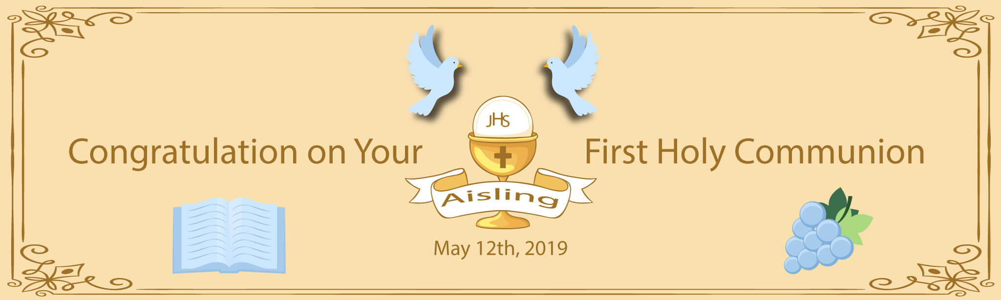 First Communion Banner 1 Intended For First Holy Communion Banner Templates