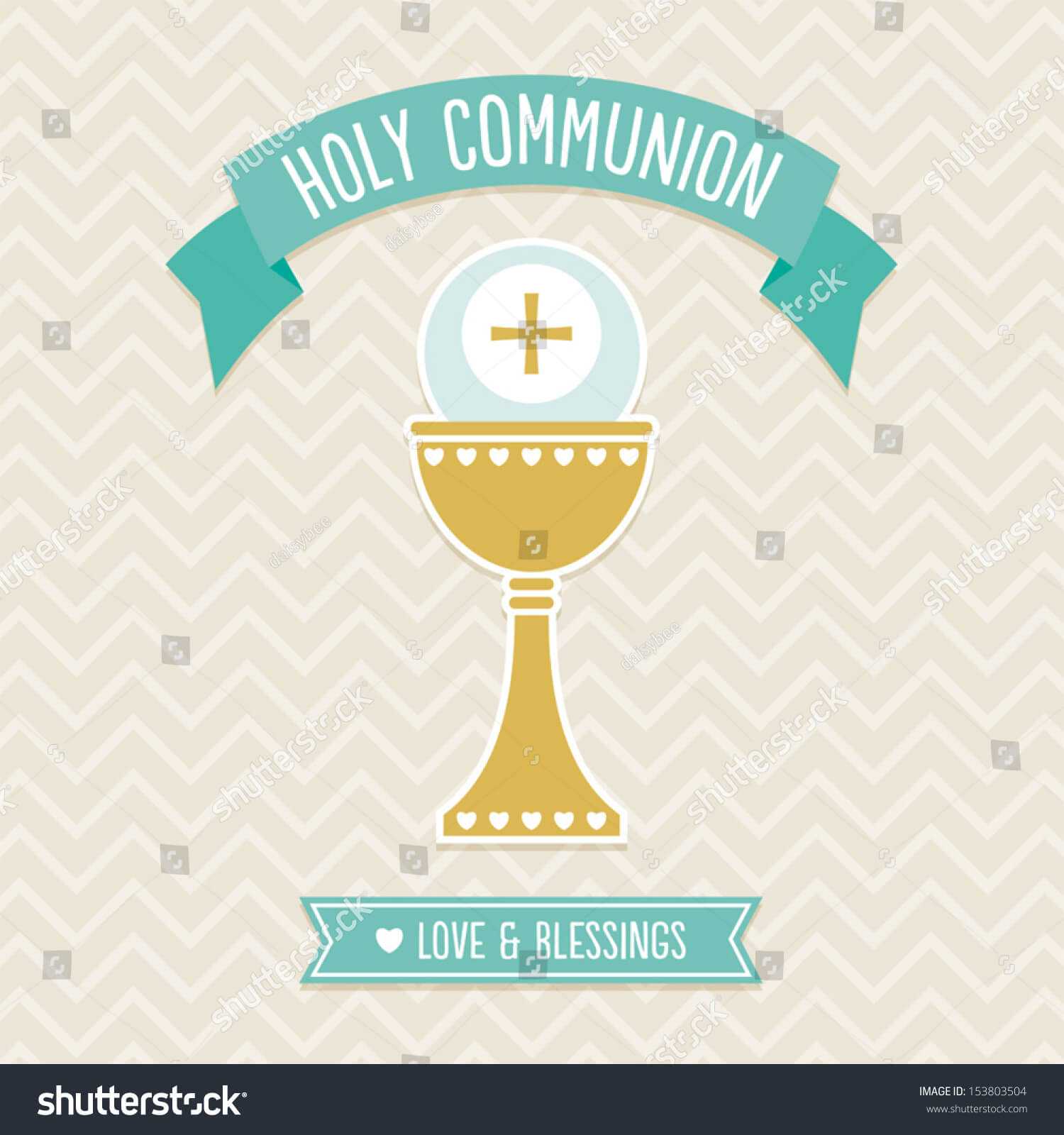 First Holy Communion Card Template Cream Stock Vector Intended For First Holy Communion Banner Templates