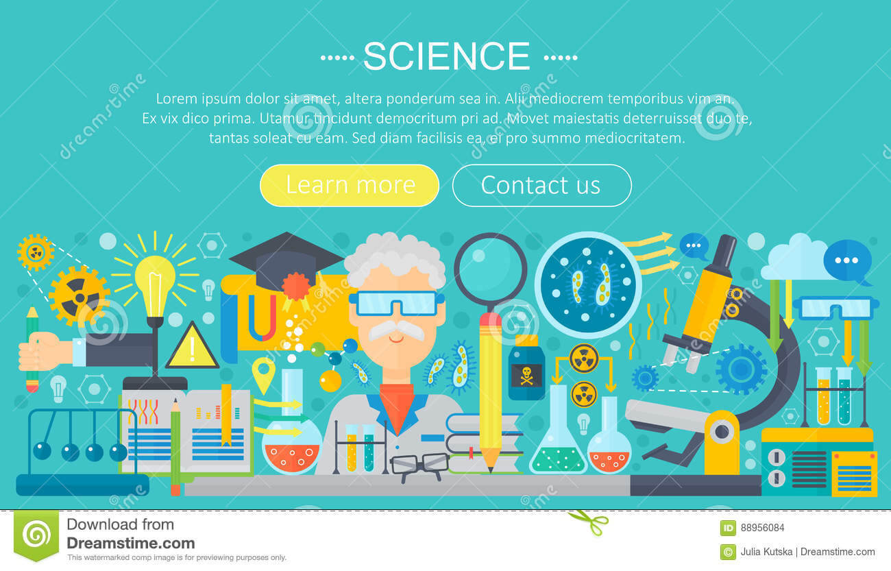 Flat Design Concept Of Science. Horizontal Banner With Pertaining To Science Fair Banner Template