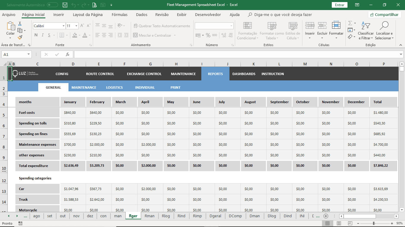 Fleet Management Spreadsheet Excel In Fleet Management Report Template