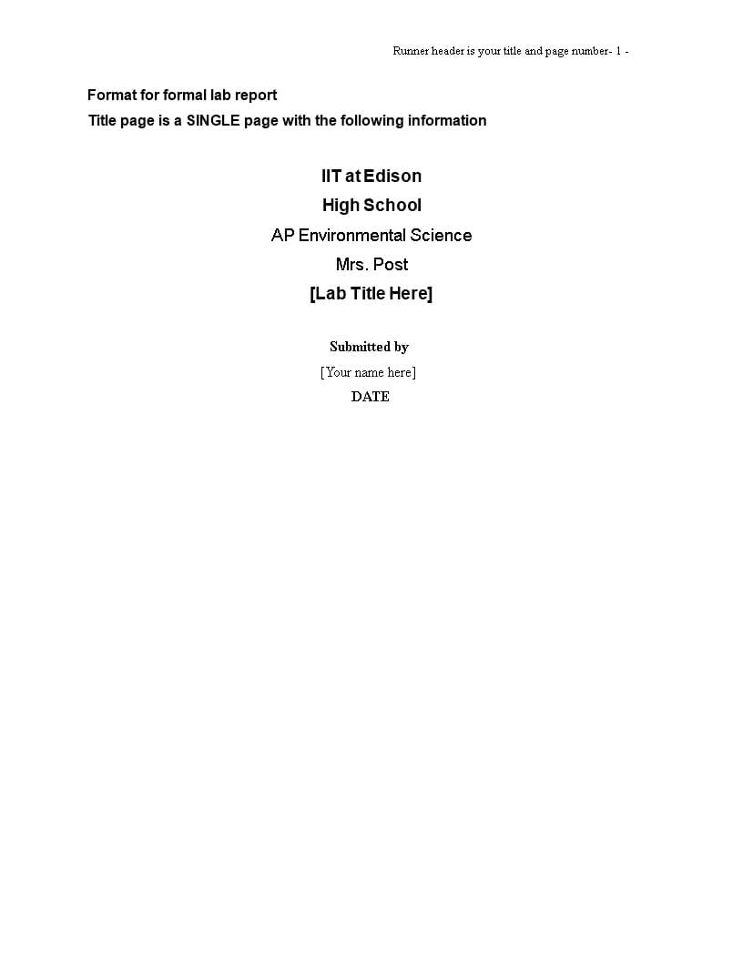 Formal Lab Report | Templates At Allbusinesstemplates Throughout Formal Lab Report Template