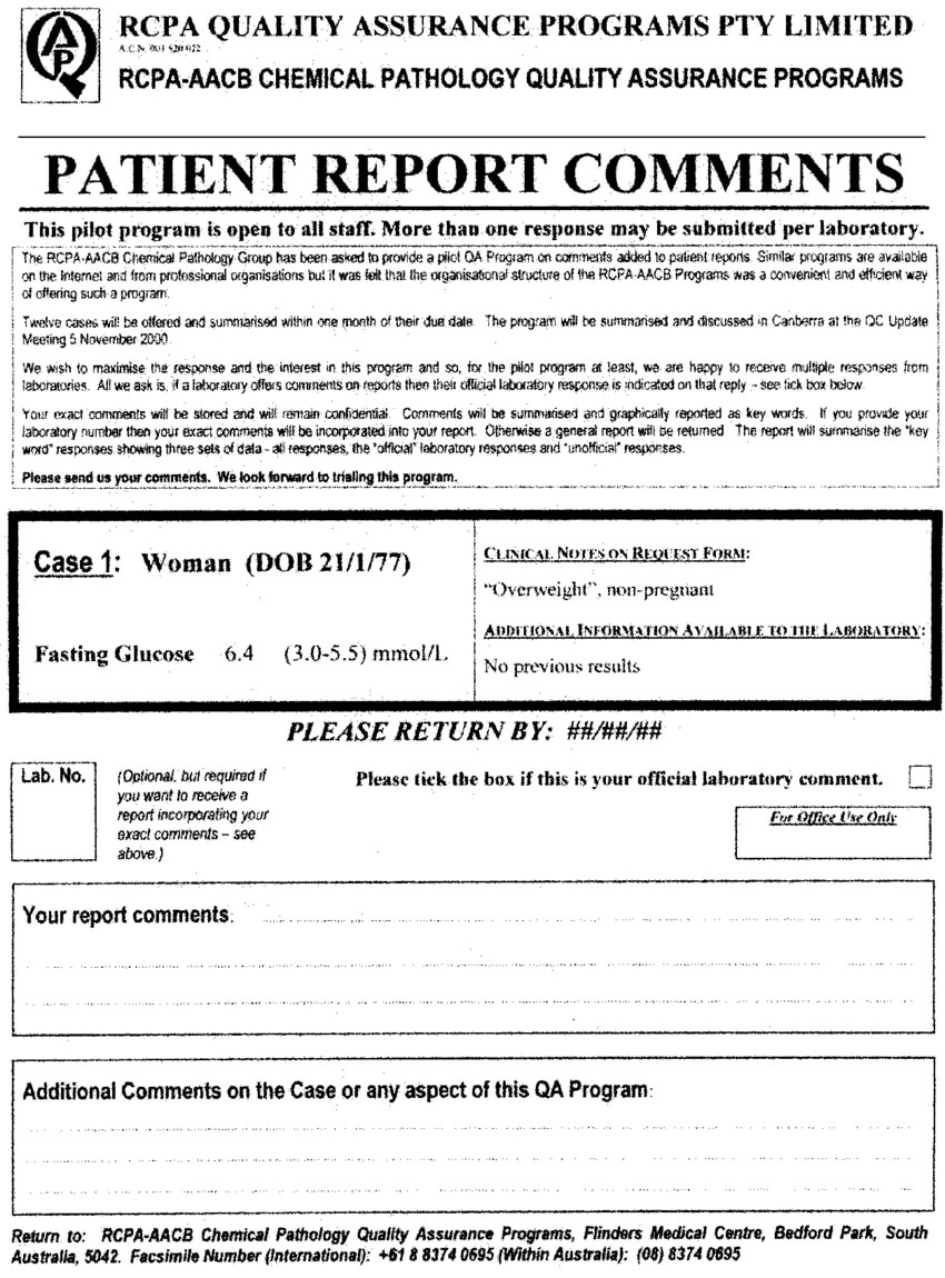 Format Of A Typical Case Report Sent To Participants In The For Patient Report Form Template Download