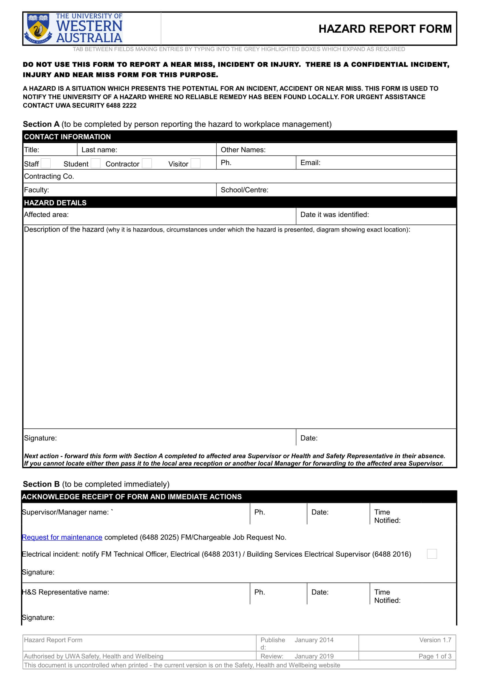 Free 13+ Hazard Report Forms In Ms Word | Pdf With Hazard Incident Report Form Template